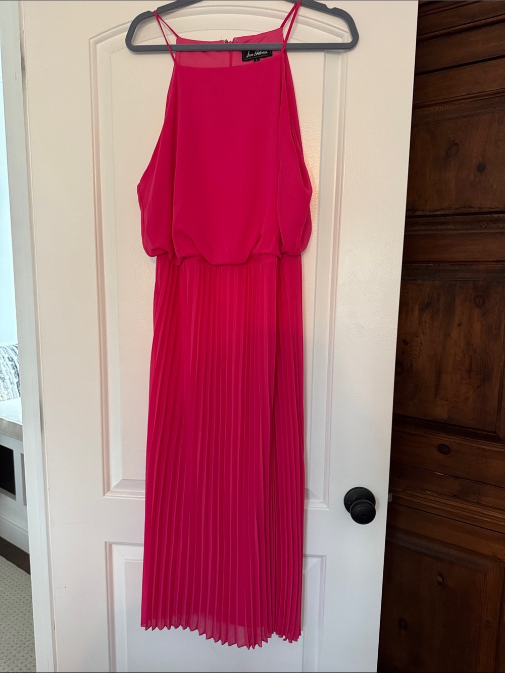 Sam Edelman Hot Pink Pleated Maxi Dress